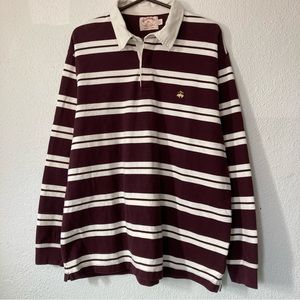 Brooks Brothers Long Sleeve Stripped Maroon Mens Polo.